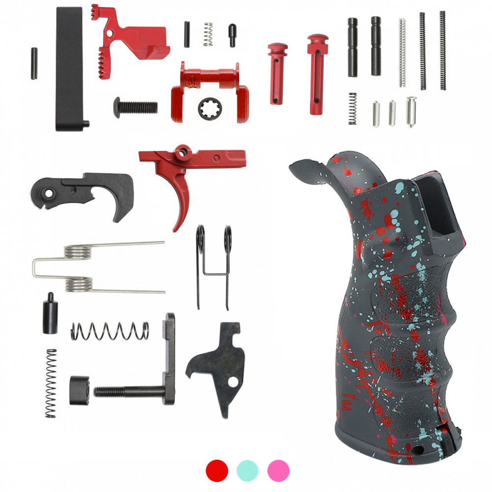 AR-15 Lower Parts Kit w/ Cerakote SGY Splatter Grip (COLOR OPTION)